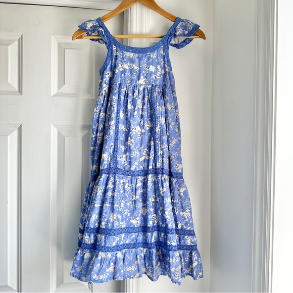 LoveShackFancy Blue Floral Lace Trim Girls Dress - Picture 3 of 7